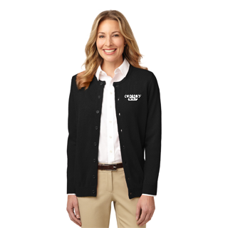 C. N. Brown Co. - LSW304 Port Authority® Ladies Value Jewel-Neck Cardigan Sweater, Charcoal